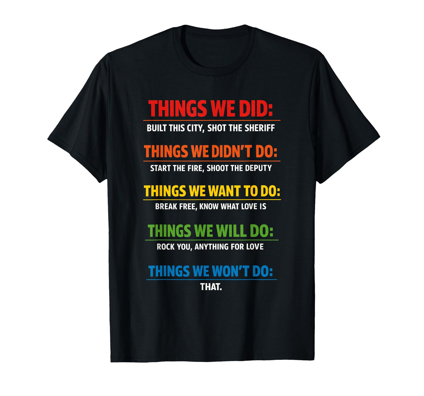 Things We Did T Music Song Lyrics Retro Vintage T-Shirt