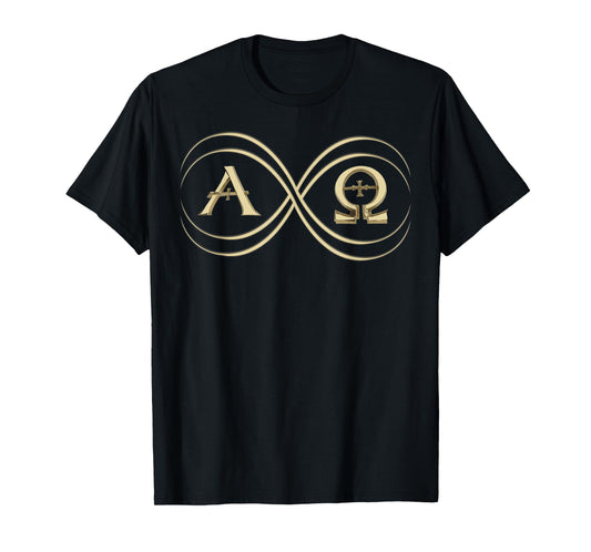 Infinity Symbol Alpha and Omega Alphabet Greek God Symbol T-Shirt