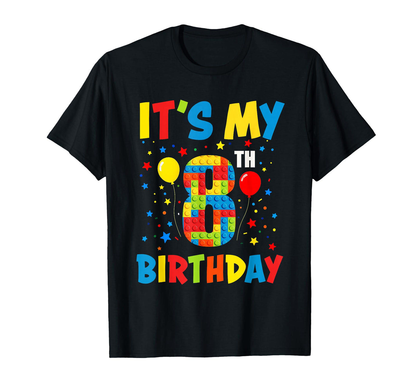 It’s My 8th Birthday 8 Year Old Building Blocks Kids Boys T-Shirt