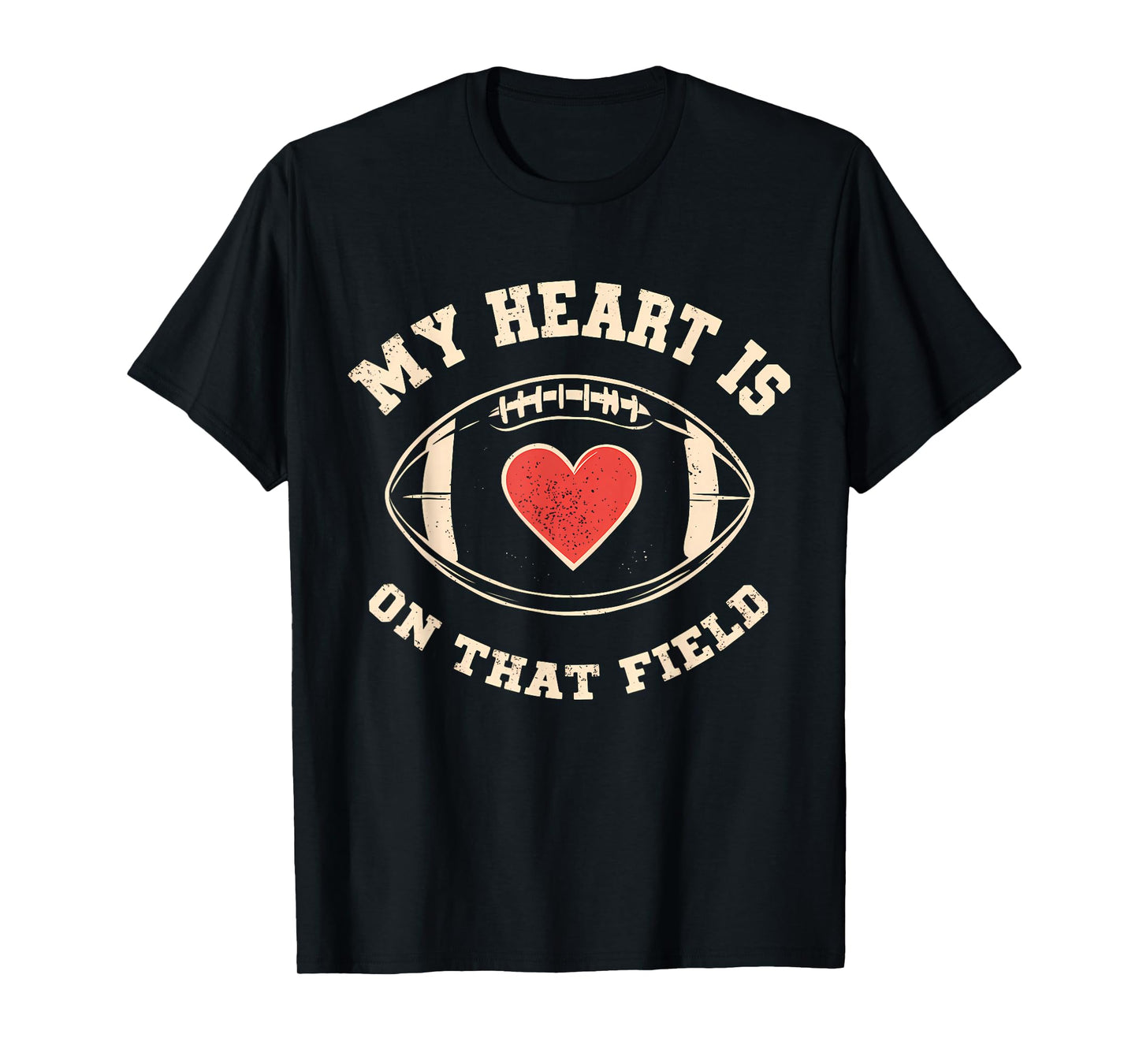 Football My Heart Is On That Field Retro Football Lover T-Shirt