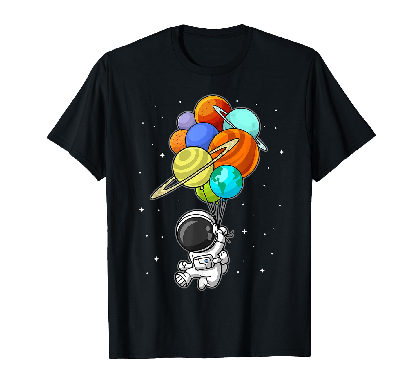 Astronaut Holding Planet Balloons Solar-System Space Kids T-Shirt