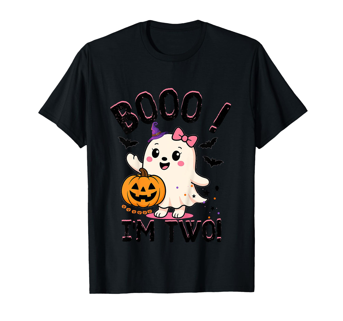 Ghost Boo I'm Two Years 2nd Birthday Toddler Halloween Party T-Shirt