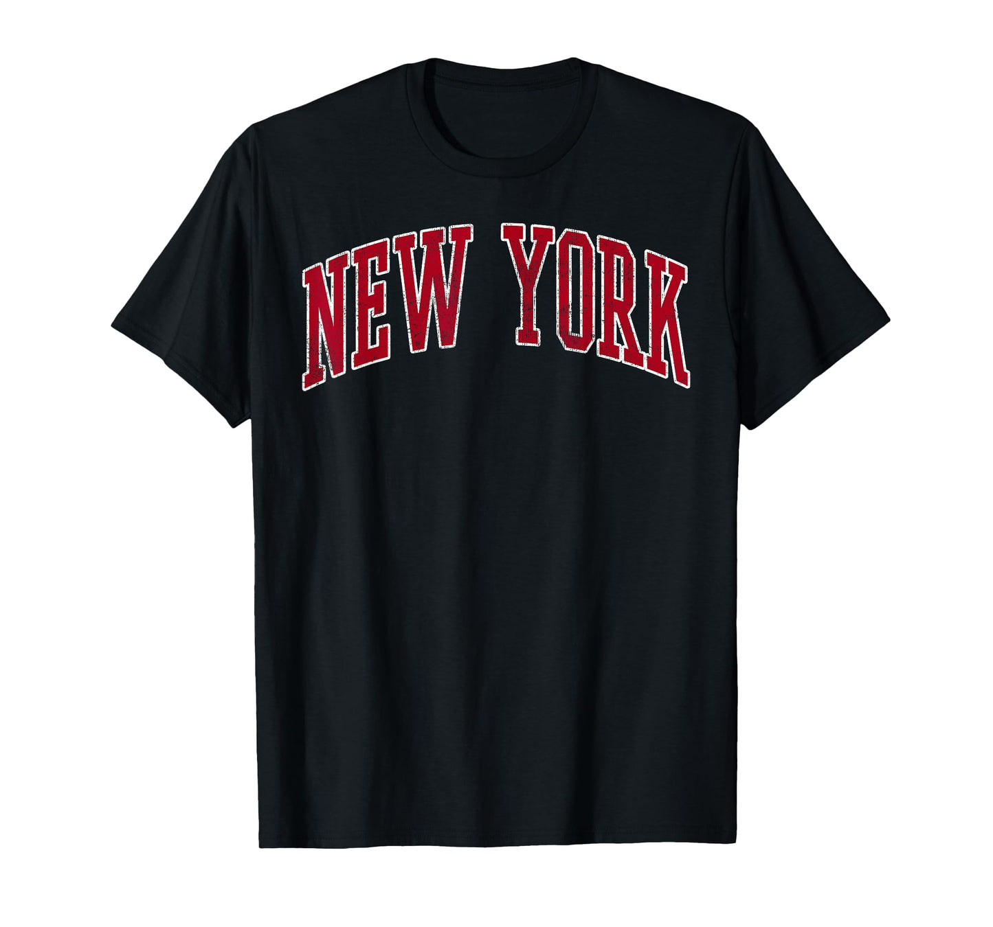 New York Vintage Preppy Varsity Sports Design Red Text T-Shirt