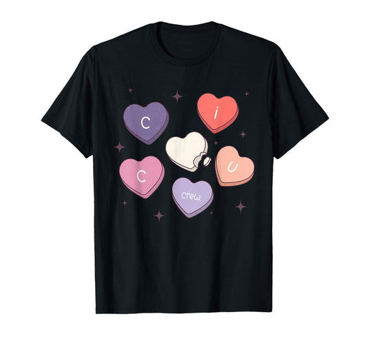 CICU Crew Nurse Heart Candy Valentines Cardiac ICU Nurse T-Shirt