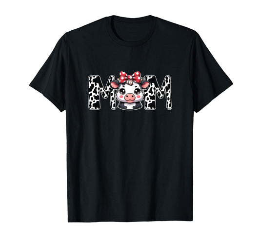 Mom Cow Print Mama Mommy Cow Pattern Mother's Day T-Shirt
