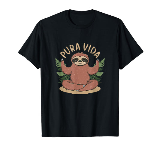Pura Vida Costa Rica Yogi Sloth Meditation - Costa Rican T-Shirt