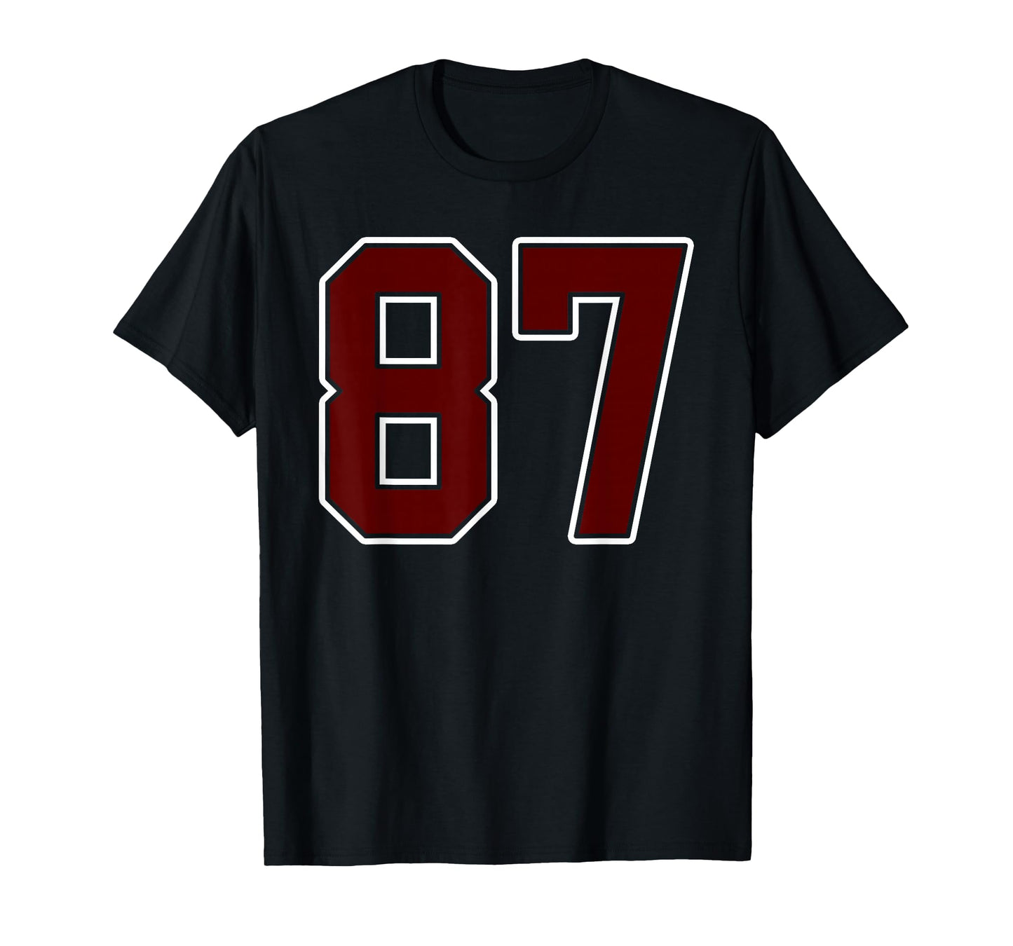 Maroon and White Number 87 Jersey Player Uniform #87 Fan T-Shirt