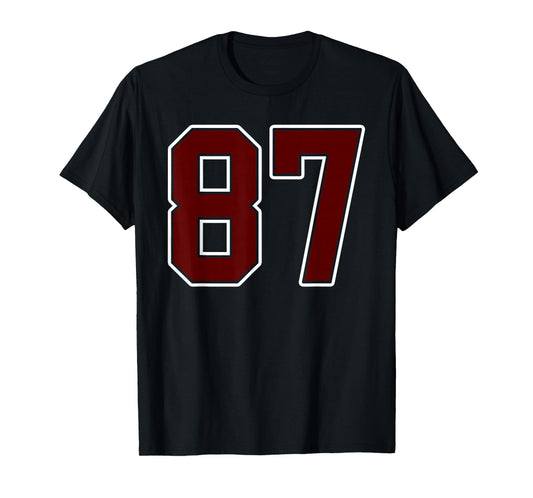 Maroon and White Number 87 Jersey Player Uniform #87 Fan T-Shirt