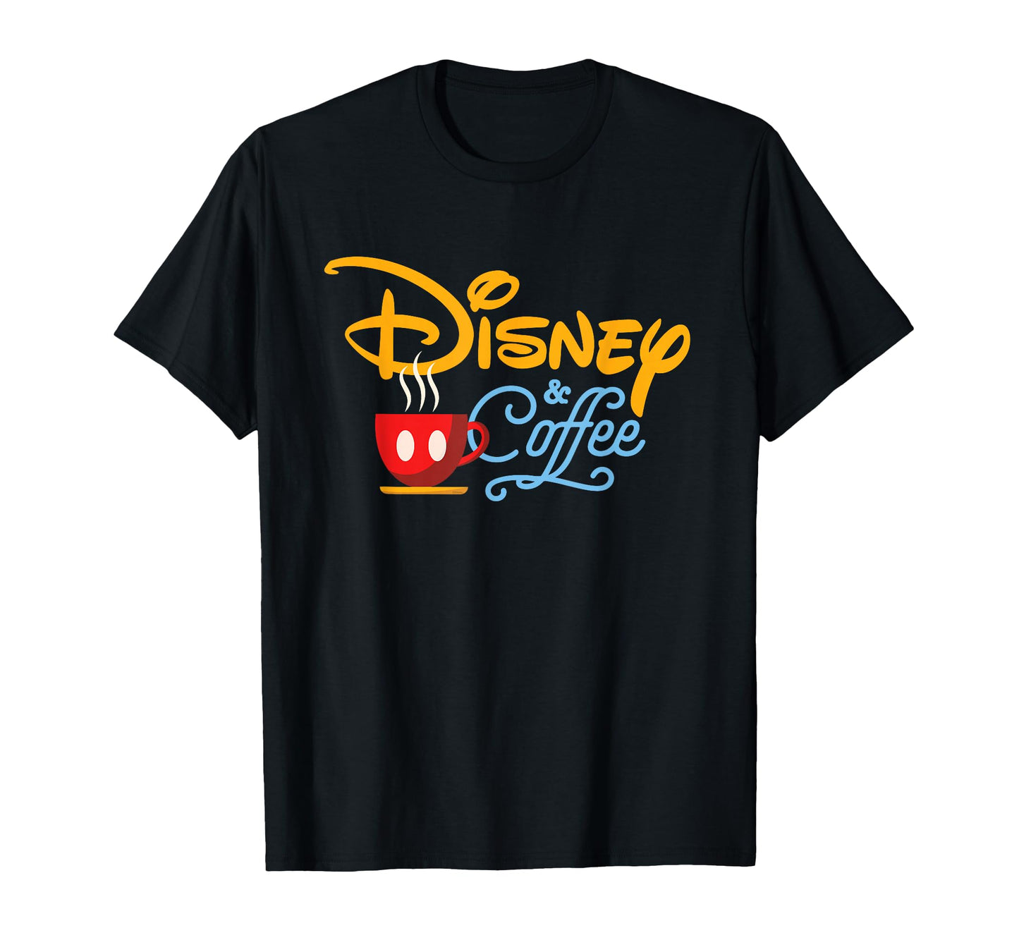 Disney & Coffee Mickey Mouse Coffee Cup Script Logo T-Shirt
