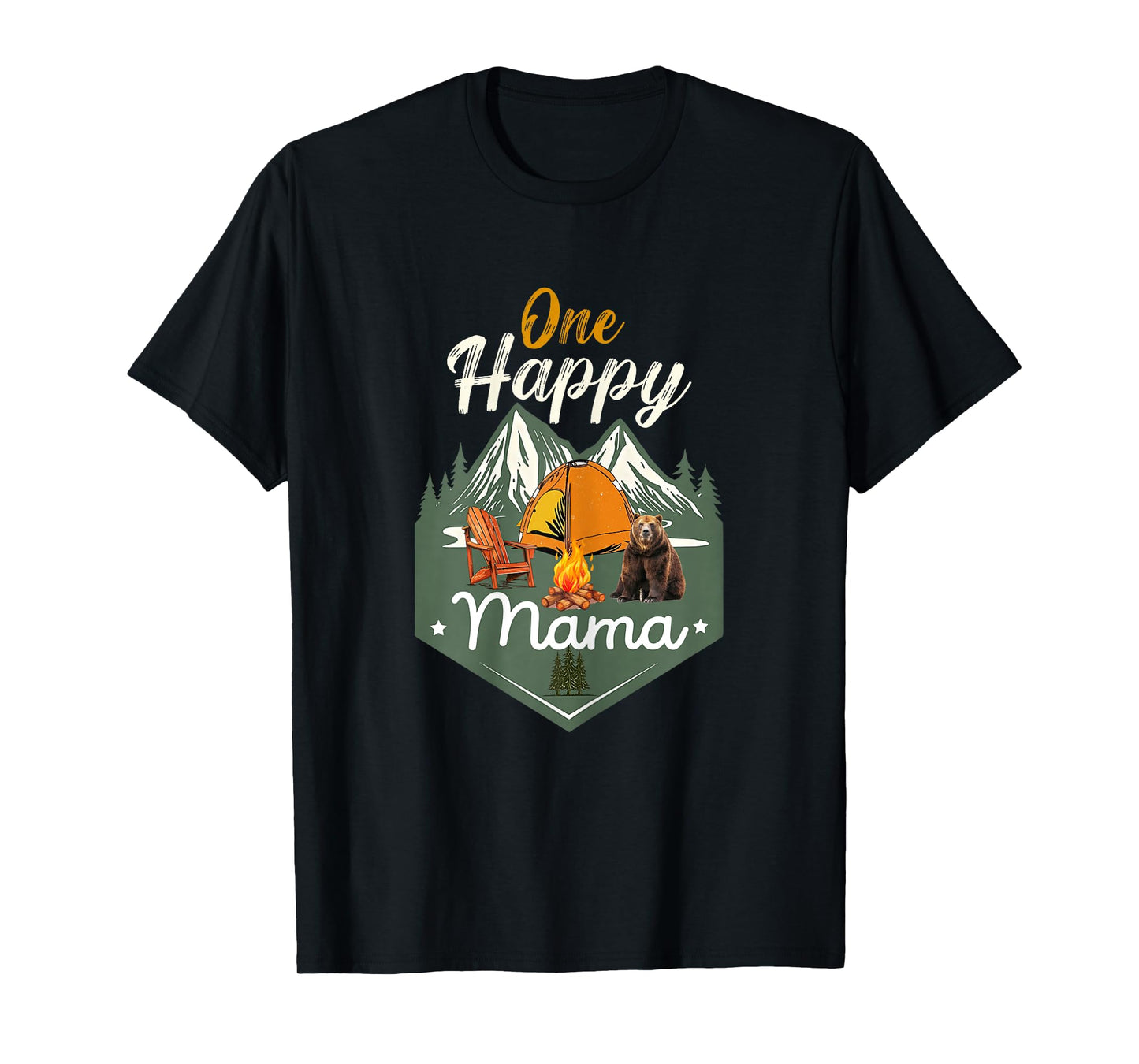 One Happy Mama Camper Birthday Family Bear Matching Mom T-Shirt