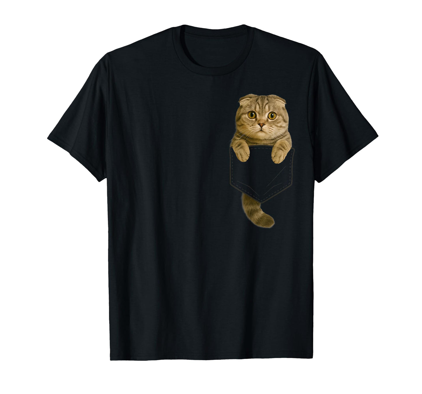 Scottish Fold Cat Pocket Gifts Cat Mom Cat Dad Cat Lover T-Shirt