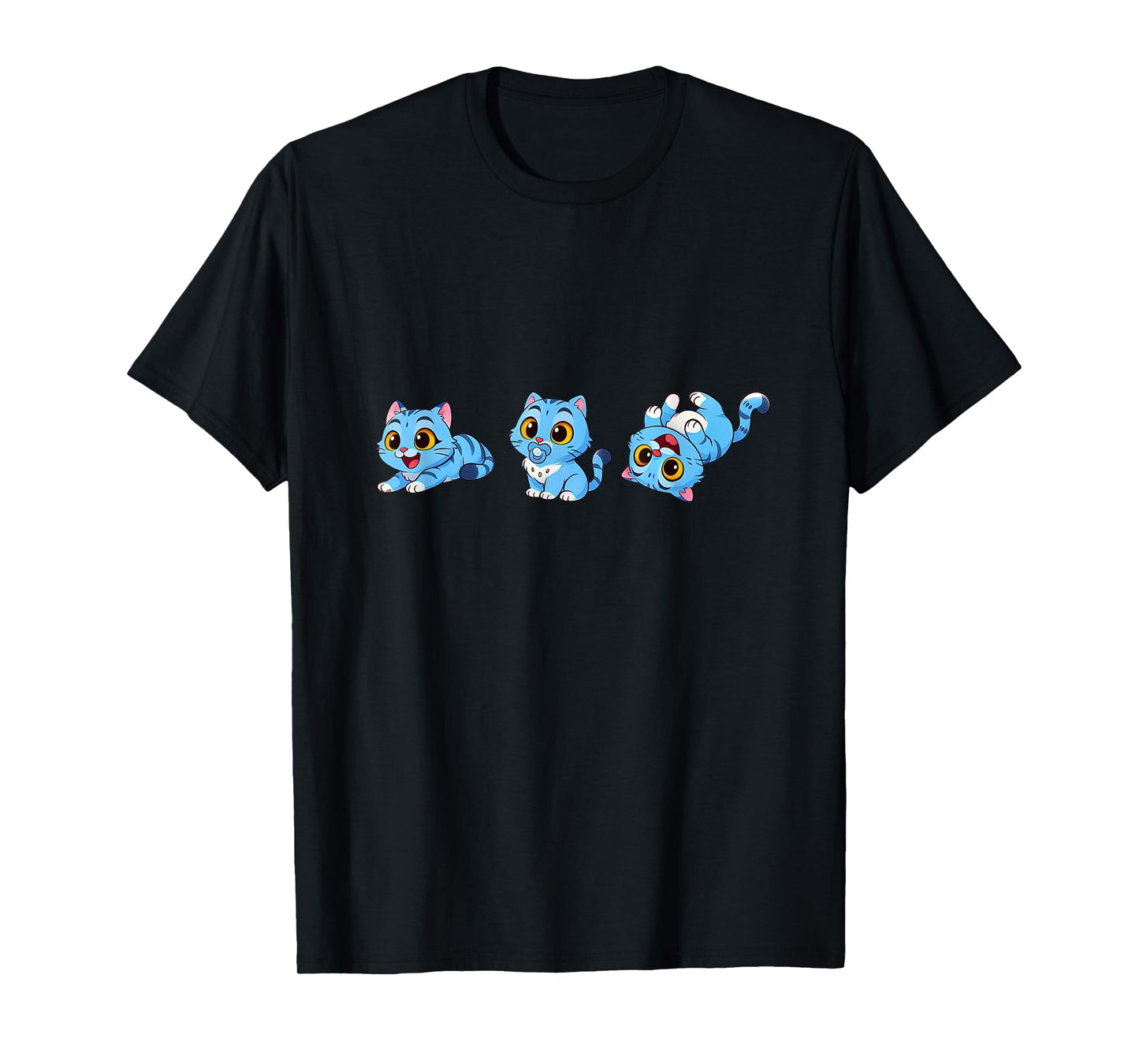 Cute k-pop Blue Tigers Playing Funny Cartoon Graphic Design T-Shirt