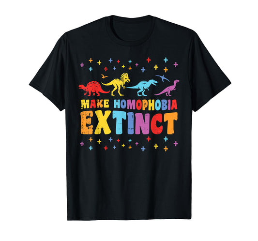Gay Pride Month Dinosaurs Extinct LGBTQ Ally Rainbow Kids T-Shirt