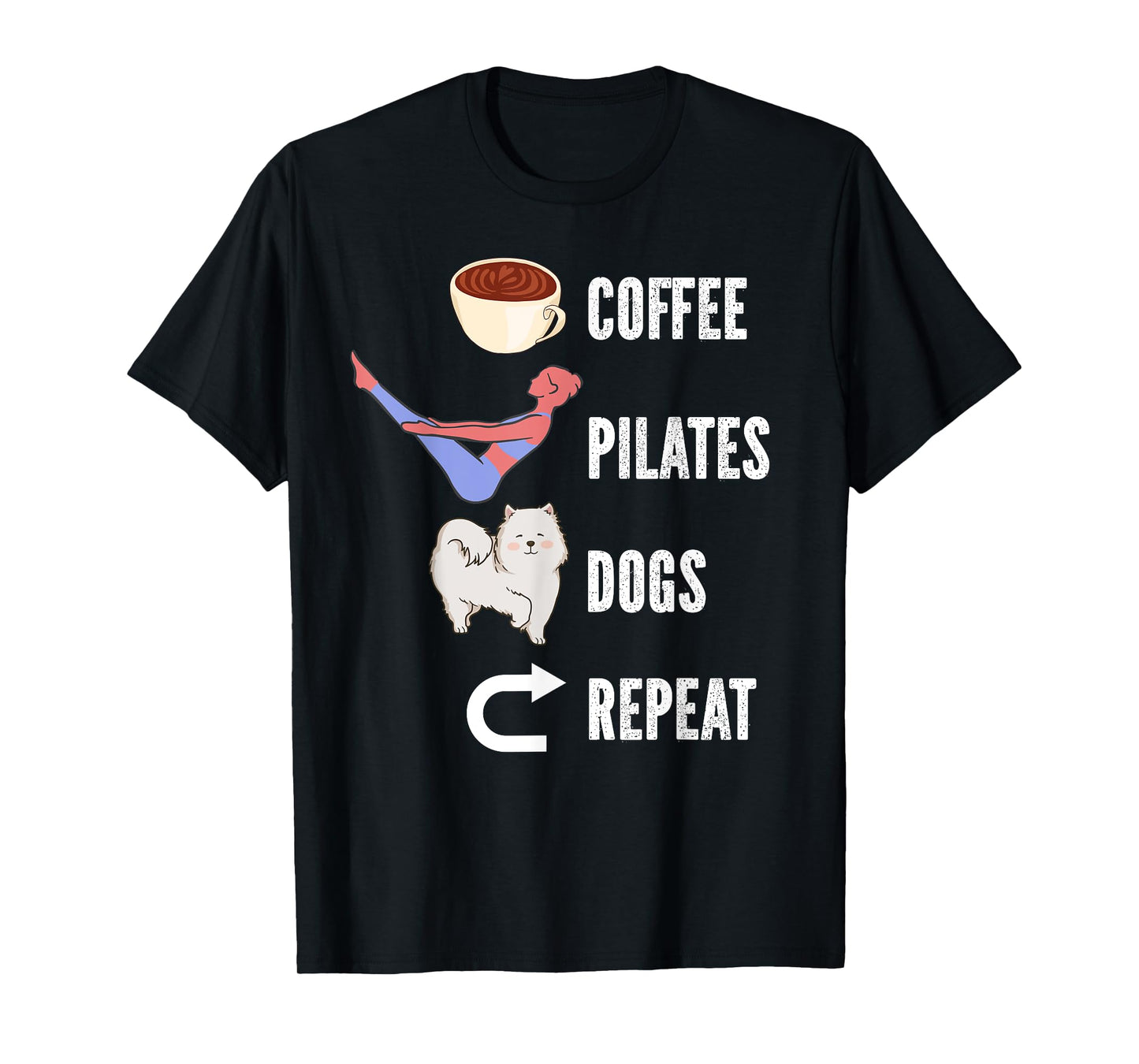 Coffee Pilates Dogs Repeat Design For Dog And Pilates Lovers T-Shirt for Men Women Girls Kids