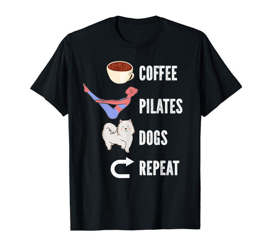 Coffee Pilates Dogs Repeat Design For Dog And Pilates Lovers T-Shirt for Men Women Girls Kids