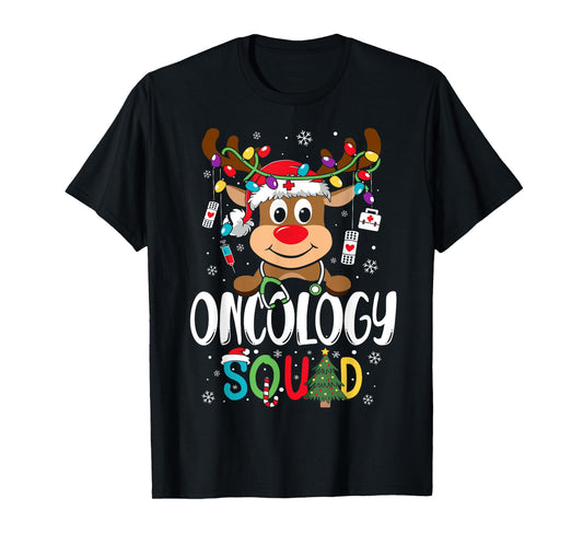 Oncology Nurse Squad Reindeer Stethoscope Nurse Christmas T-Shirt