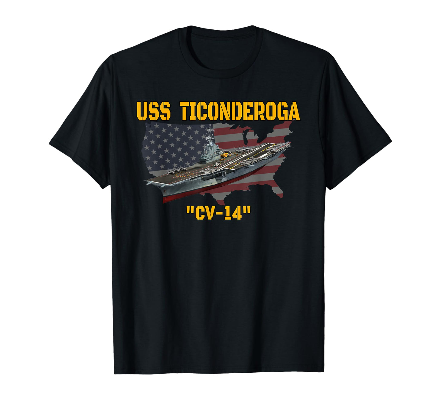 Aircraft Carrier USS Ticonderoga CV-14 Veterans Day Fathers T-Shirt