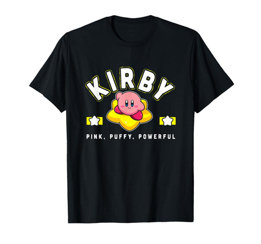 Kirby Pink Puffy Powerful Star Frame Varsity T-Shirt