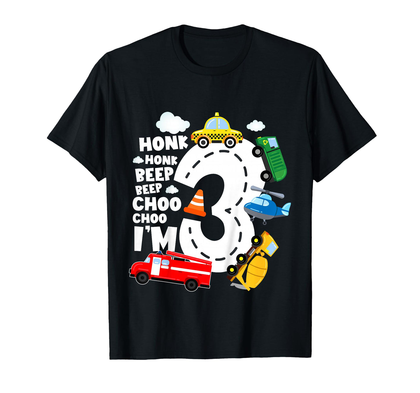 Kids 3 Year Old Transportation Birthday Boy 3rd Toddler Truck Car T-Shirt