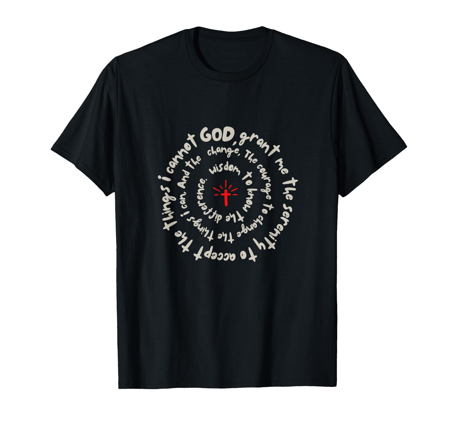 Serenity Prayer Spiral Inspirational Faith Courage Recovery T-Shirt