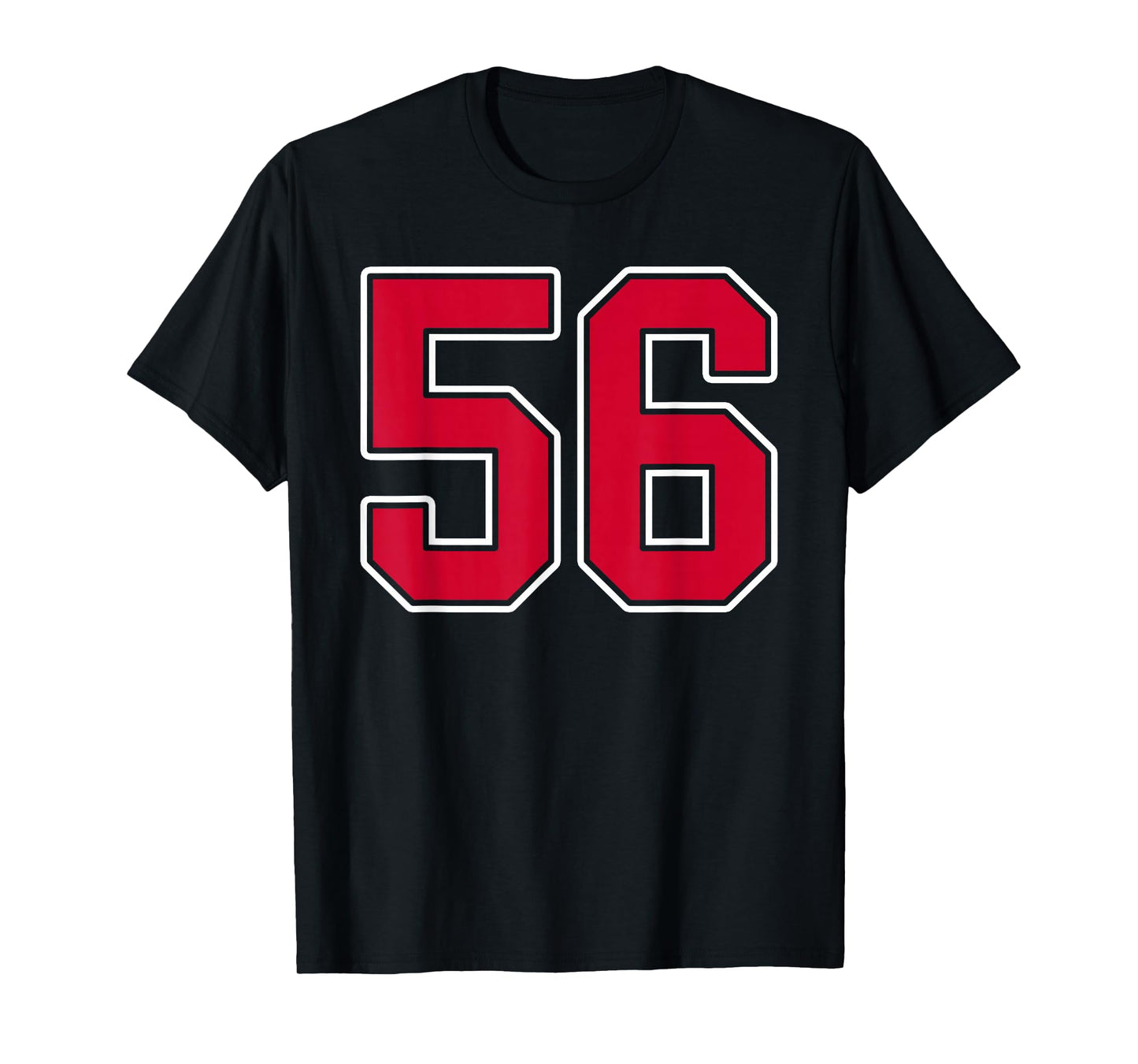 Red White Number 56 Jersey Player Uniform #56 T-Shirt