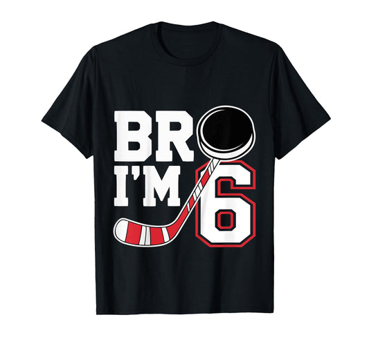 Kids Six Years Old tee 6th Birthday Hockey Player Birthday T-Shirt