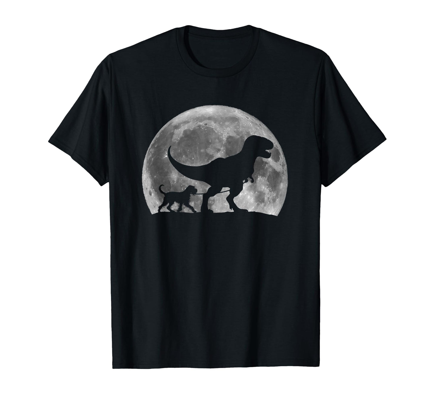 T Rex Walking a Dog Wirehaired Pointing Griffon Halloween Men Women Kids T-Shirt