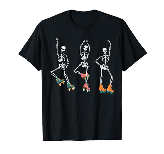 Dancing Skeletons Roller Skate Roller Skater Roller Skating T-Shirt