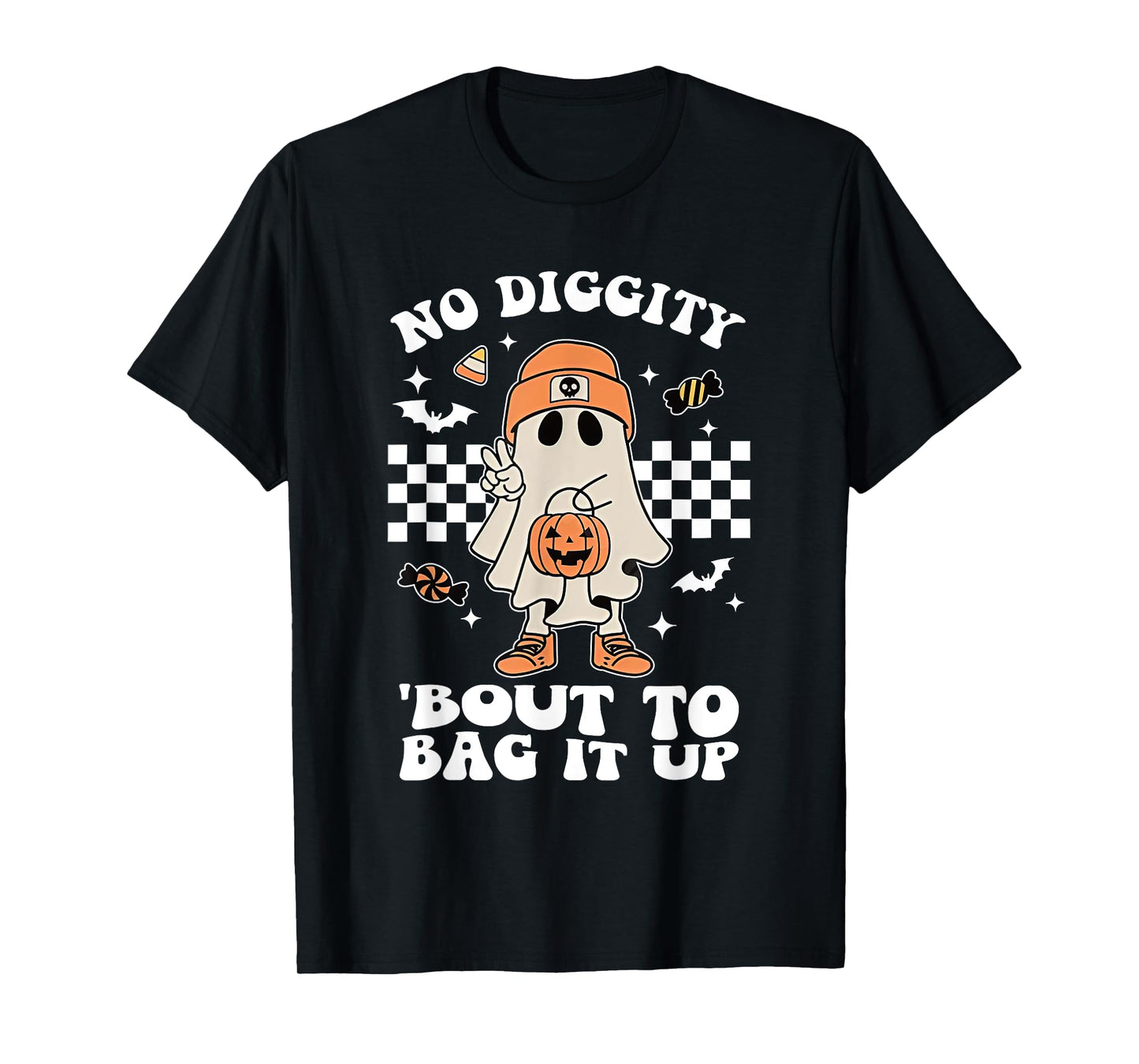 No Diggity Bout To Bag It Up Halloween Spooky Ghost Costume T-Shirt
