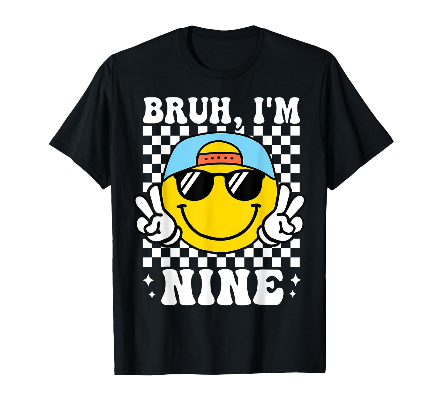 Bruh I'm Nine 9 9th Birthday Groovy Boys Girls 9 Years Old T-Shirt