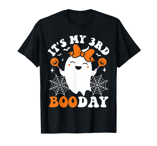 It's My 3rd Boo Day, Funny Halloween Ghost 3rd Birthday Girl T-Shirt