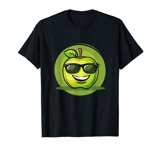 Green Apple with big Smile and Cool Sunglasses Costume T-Shirt
