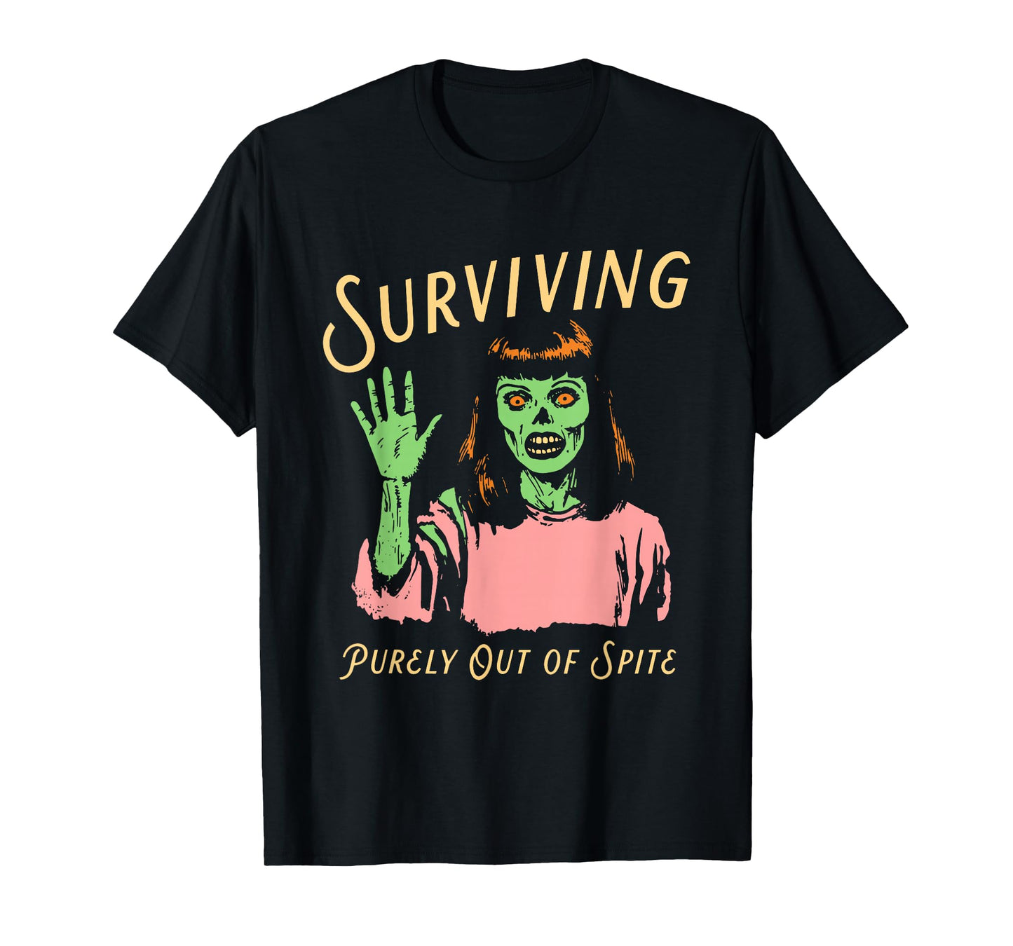 Surviving Purely Out of Spite Retro Zombie Halloween T-Shirt