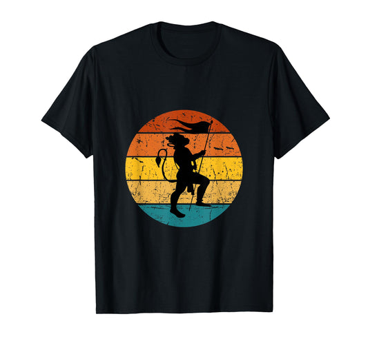 Retro Vintage Hindu God Lord Hanuman Monkey God Men Women T-Shirt, Small, Black