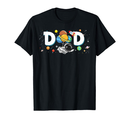Dad of The Birthday Boy Funny Astronaut Space Family Planets T-Shirt
