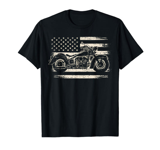 Cool Motorcycle Biker Retro Motorcycle USA Flag Men Rider T-Shirt