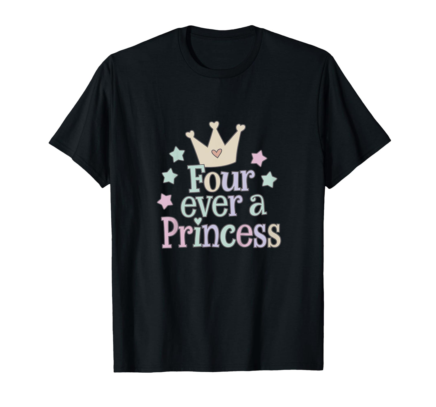 4th Birthday Girl Princess Four Age 4 Year Old Kids Party T-Shirt