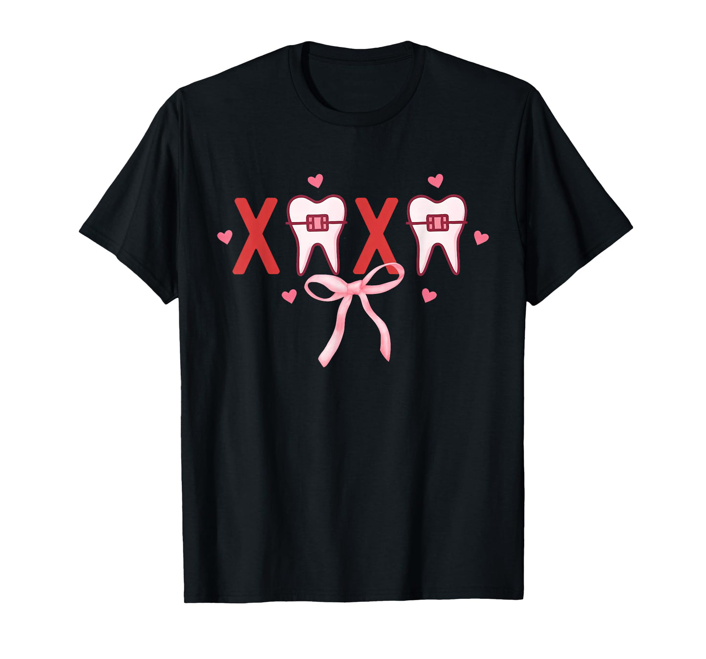 Coquette Tooth XOXO Dentist Hygienist Dental Squad Valentine T-Shirt