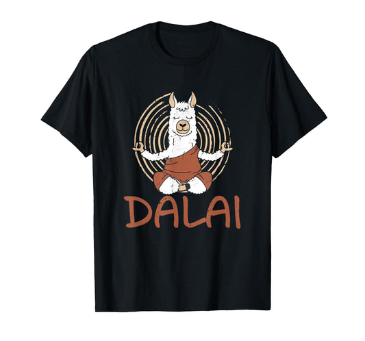 Dalai Lama Llama Does Yoga Meditation With Buddhism Alpaca T-Shirt