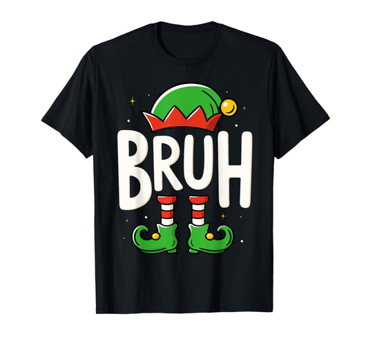 Bruh Christmas Elf Pajamas for Mens Kids Teen Boys Xmas T-Shirt