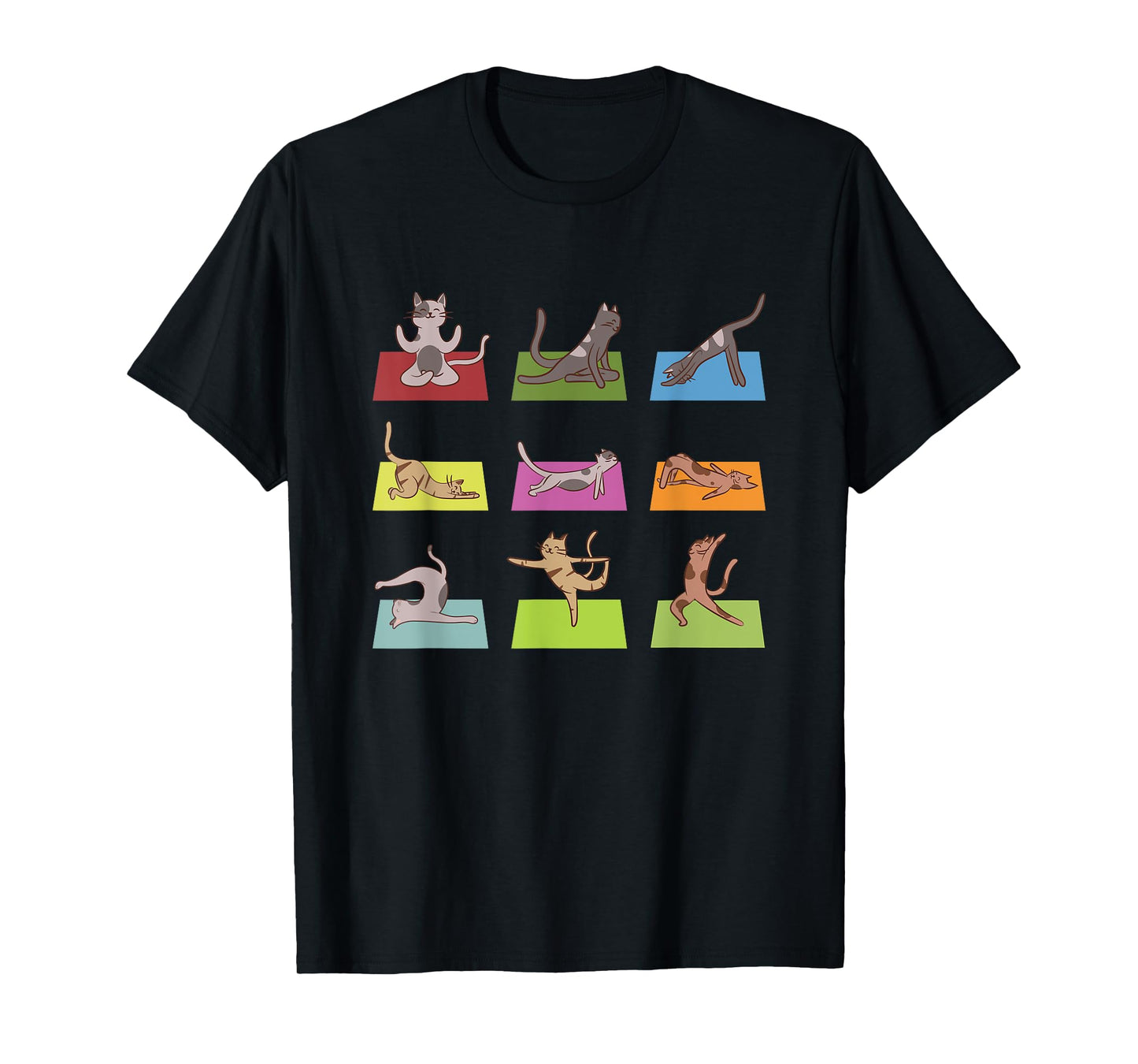 Funny Cat Yoga Positions Meditation Yoga Lover T-Shirt for Men Women Girls Kids