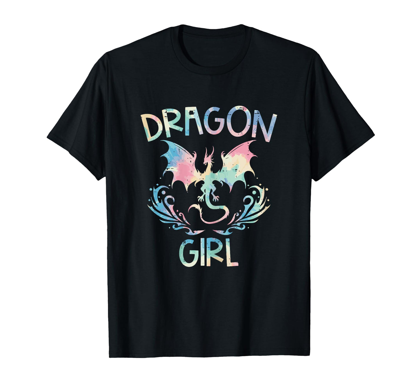 Dragon Girl Tie Dye Cute Fantasy Mythical Women Girls Kids T-Shirt