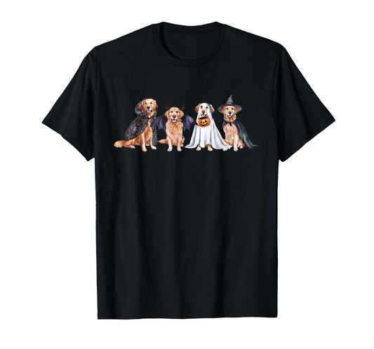 Golden Retriever Ghost Dog Halloween Golden Retriever Witch T-Shirt