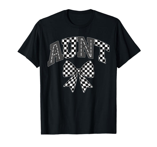 Aunt Racing Race Car Checkered Family Birthday Matching T-Shirt