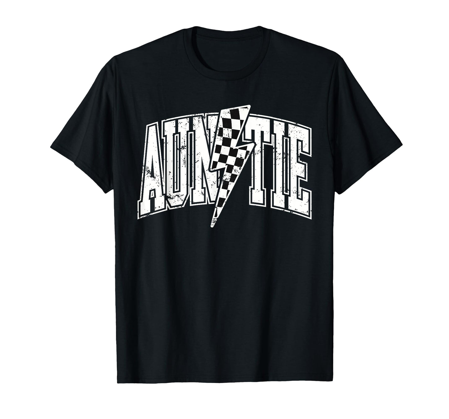 Auntie Hosting Race Car Pit Crew Checkered Birthday Party T-Shirt