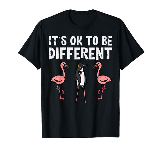 Penguin Its Okay To Be Different Flamingo Men Women Kids T-Shirt