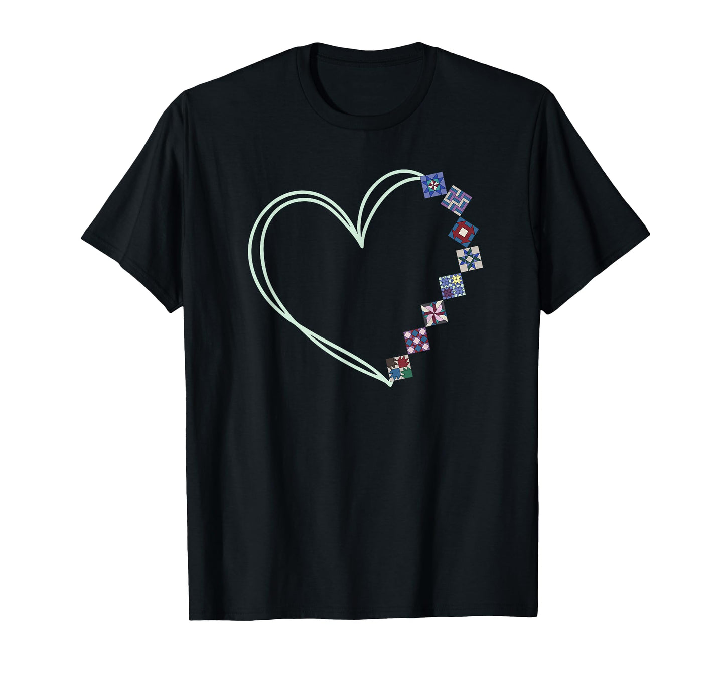 A Heart Made of Quilt Blocks Quilting T-Shirt