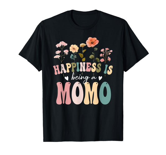 Happiness is Being a Momo Floral Design Momo Mother's Day T-Shirt