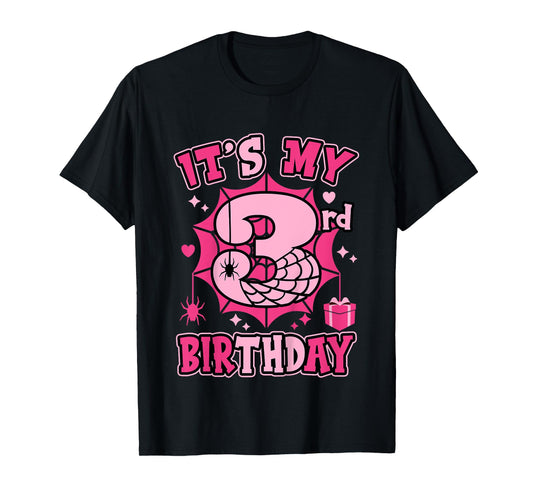 Kids It's My 3rd Birthday Spider Girl Costume Party 3 Year Old T-Shirt