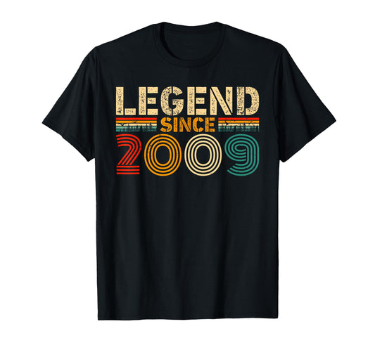 Legend Since 2009 Vintage Birthday Year 2009 Men Women Retro T-Shirt